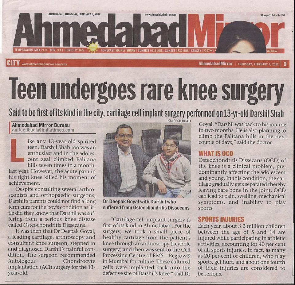 Ahmedabad Mirror 9Feb12 Dr Deepak Goyal