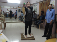 Three Months Post Surgery- Balancing on Wobble Board and Playing with Ball