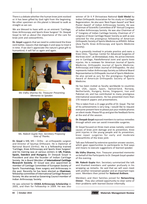 MMR Oct 15 page 40 Dr Deepak Goyal 